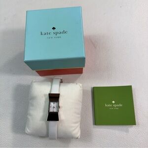 Kate Spade Silver Bow on White Band Watch